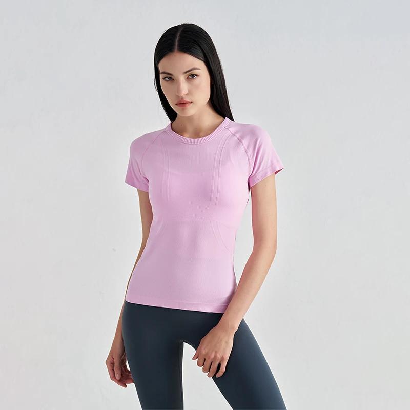 SOISOU femmes haut sans couture sec rapide respirant gymnase Yoga à manches courtes t-shirts Fitness