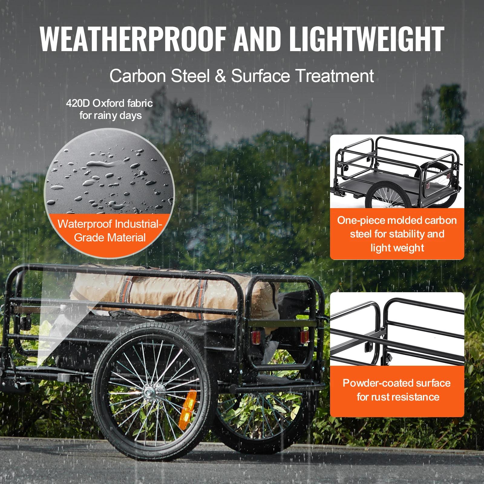SucceBuy 160 lbs remorque de chargement de vélo chariot de vélo de rangement pliable avec roues de 1