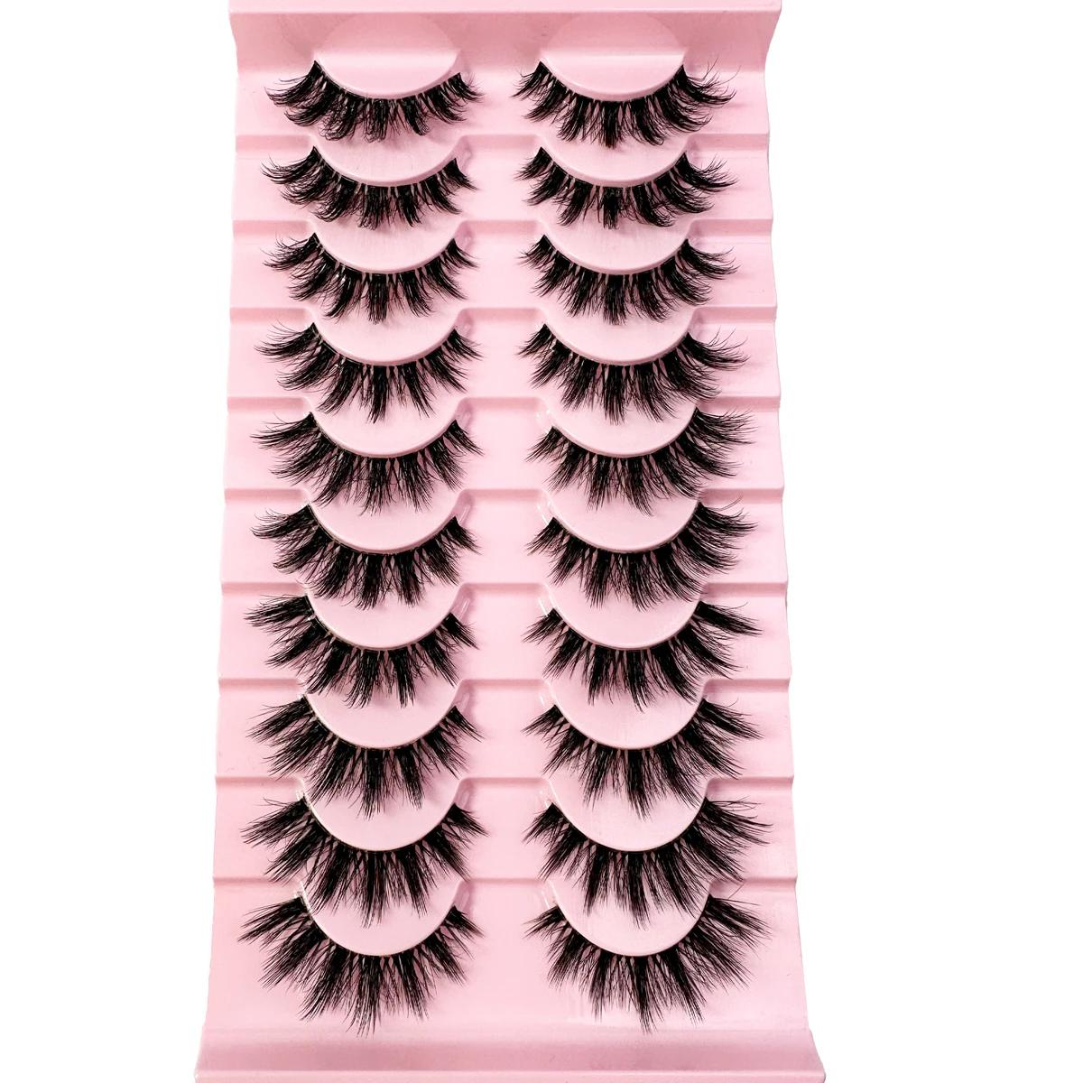 10 paires naturel longue tige transparente 3D vison cils Manga cils chauds faux cils moelleux doux c