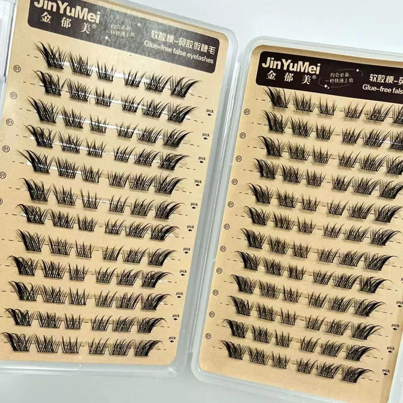 Faux-cils auto-adhésifs sans colle, réutilisables, effet œil de renard moelleux, épais, longs, segme