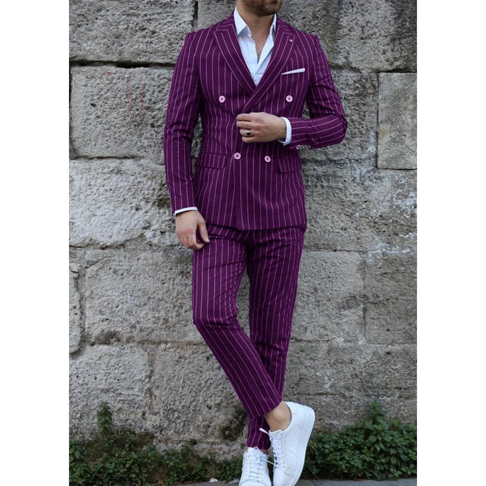 Costumes de classe rayés complets pour hommes, olympiques pour hommes, double boutonnage, haute qual