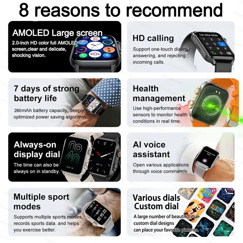 Femmes Smartwatch 2.01 pouces AMOLED écran Bluetooth appel NFC Sport montre pression artérielle musi