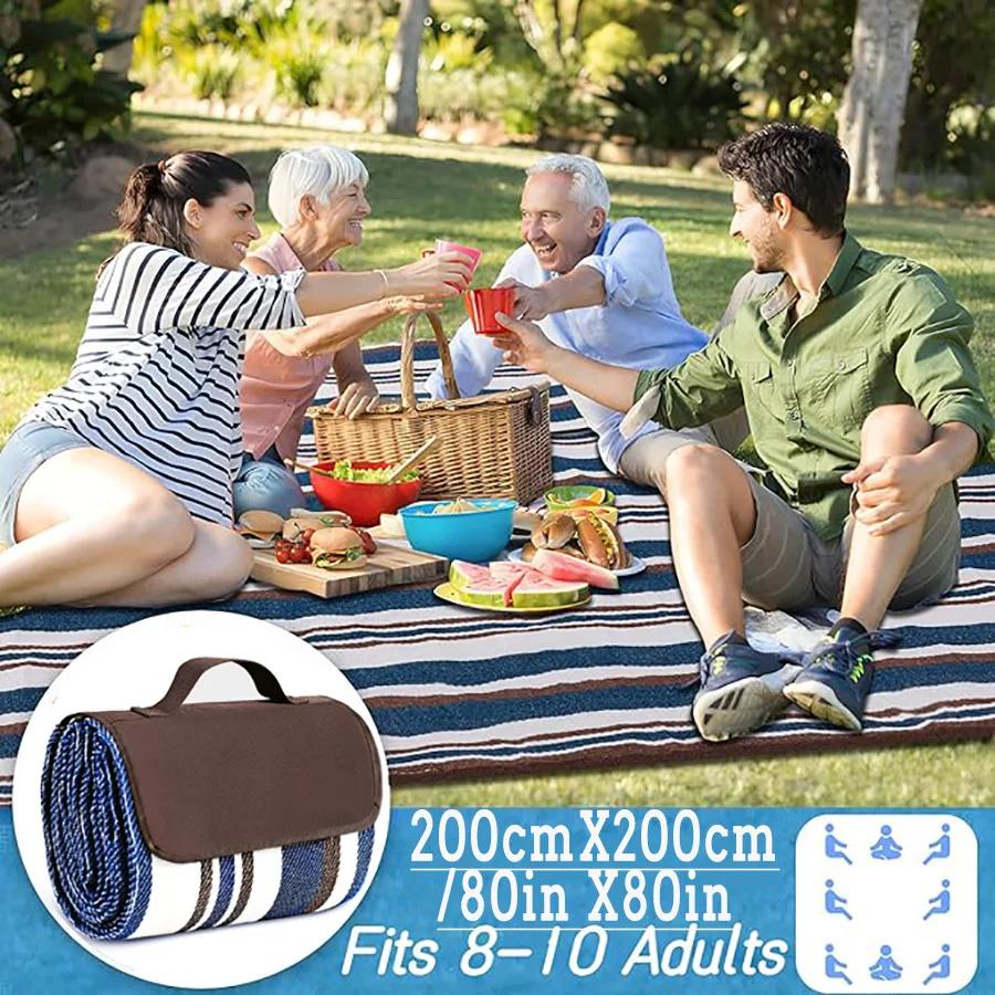 ZHUOHUA Couverture de pique-nique pliable imperméable pour l'extérieur, extra large, sac fourre-tout