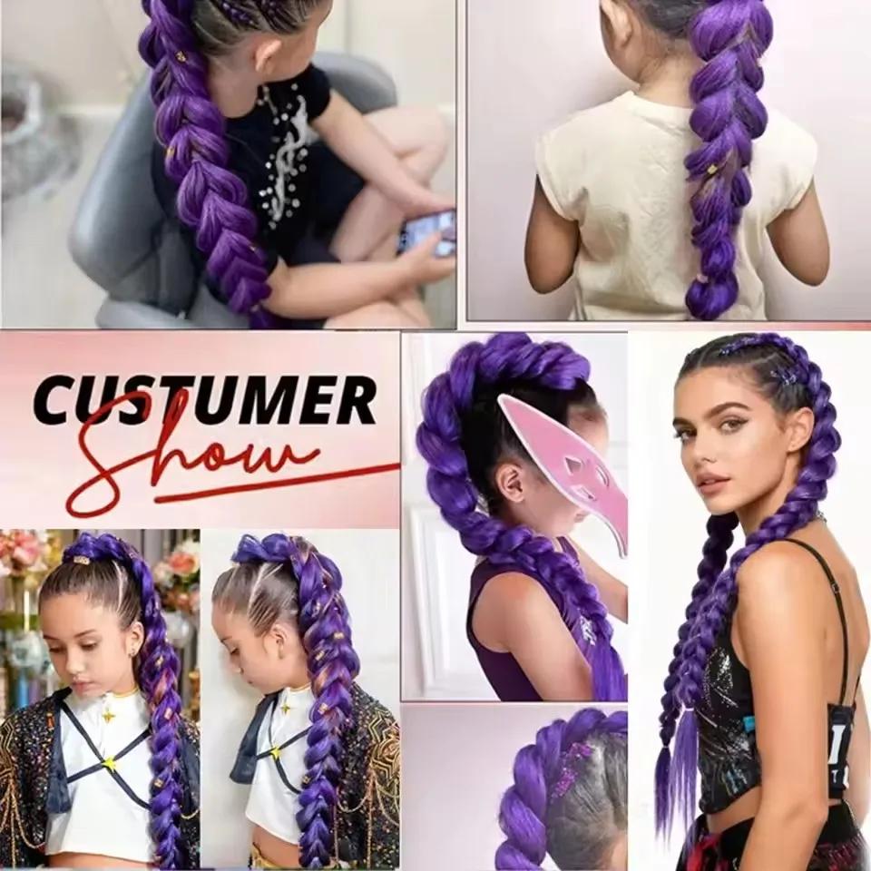 Perruque tressée violette synthétique extra longue de 32 po |   Métallique chatoyant |   Postiche de