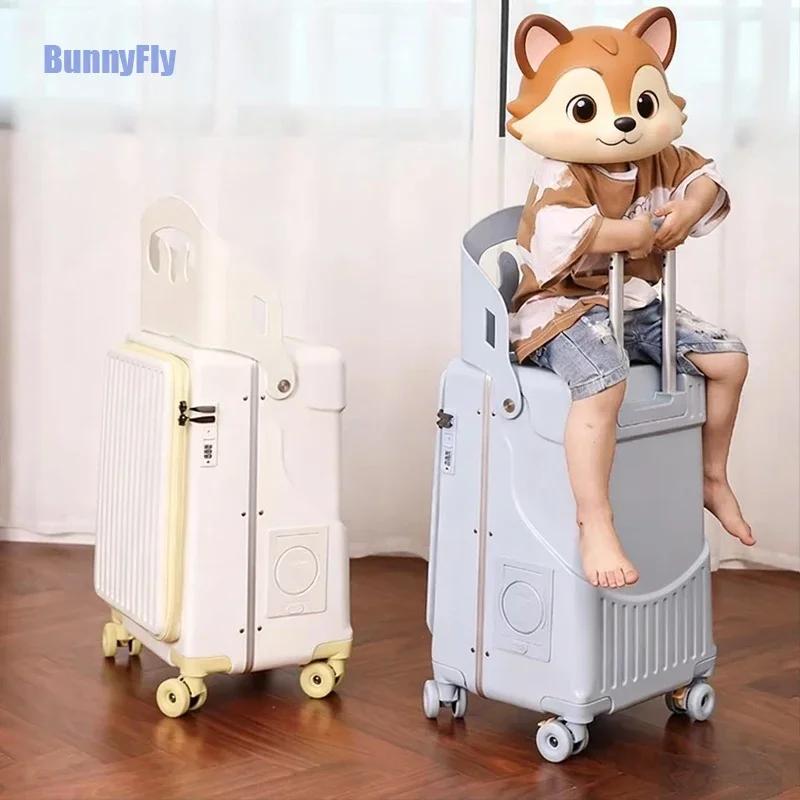 BunnyFly enfants 20 pouces bagage peut s'asseoir paresseux bagages valise de voyage fille roulant po
