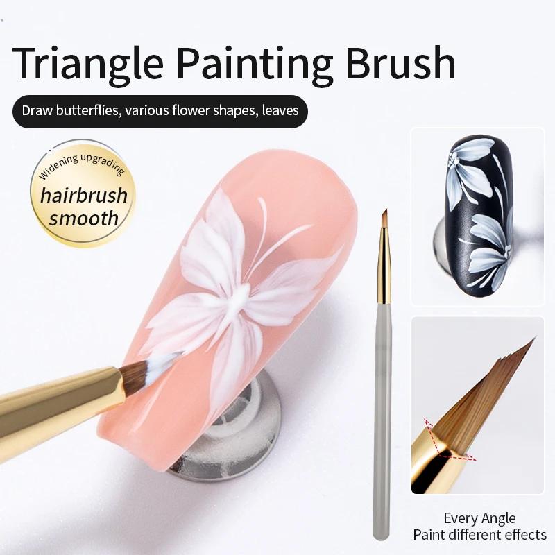 Pinceau de peinture triangulaire pour ongles, 1 pièce, pinceaux pour Nail Art, lignes françaises, ra