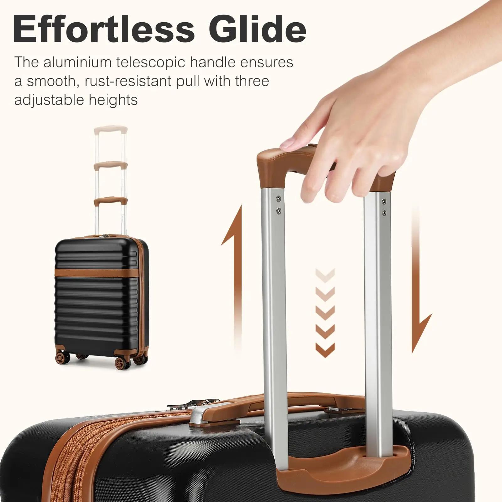 Ensemble de étuis rigides KONO – Étui robuste en ABS + PC avec 4 rouleaux de verrouillage TSA, inclu