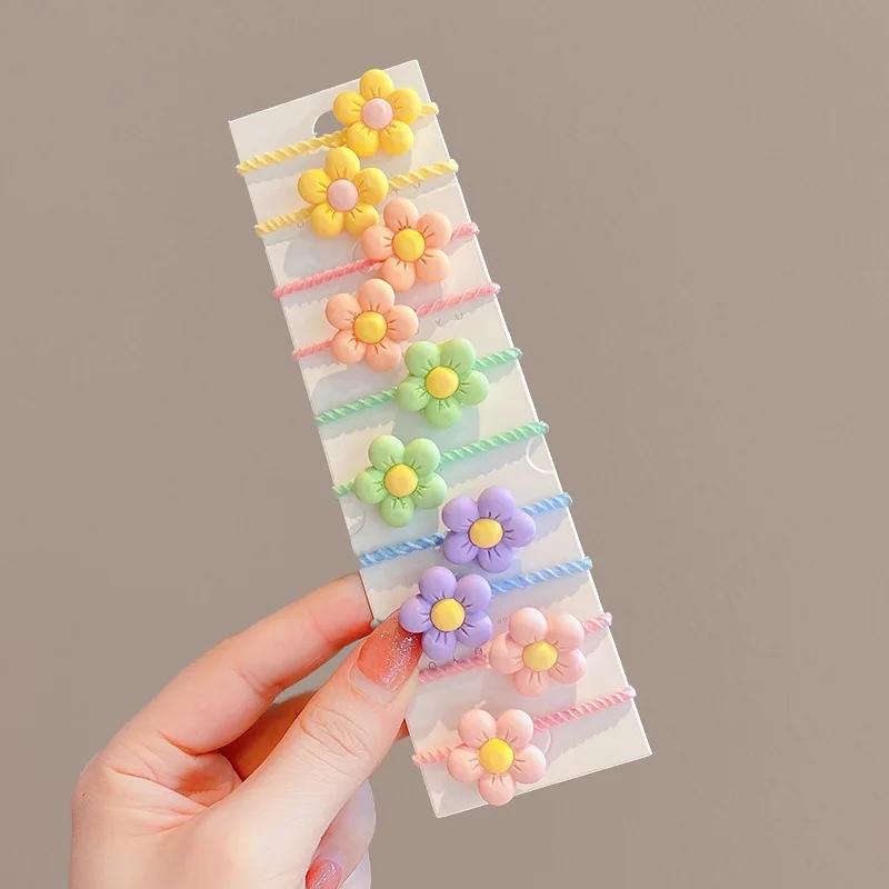 40 pièces/10 pièces accessoires de cheveux pour fille bandes de cheveux élastiques fleurs mignonnes 