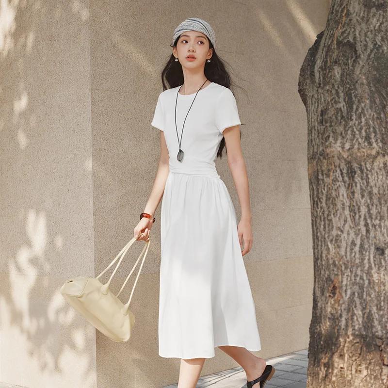 Robe plissée pour femme Semir 2026, col rond, taille cintrée, style urbain décontracté, douce et con
