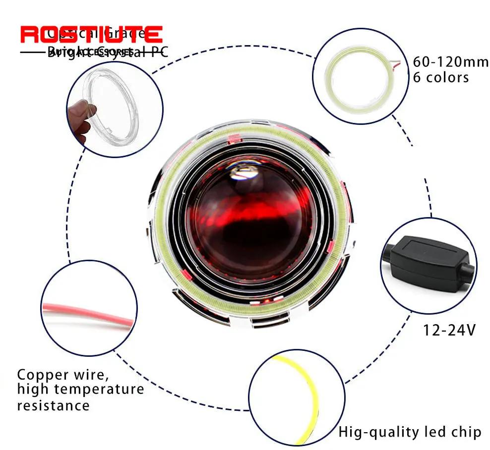 1 pièces 60mm 70mm 80mm 90mm 100mm 110mm 120mm Led Halo anneau yeux d'ange phares 12-24V circulaire 