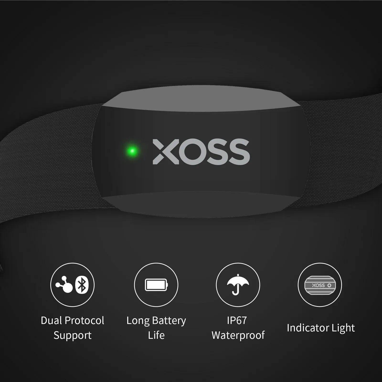 XOSS X2-Sangle de poitrine avec moniteur de fréquence cardiaque, capteur de fitness intelligent sans