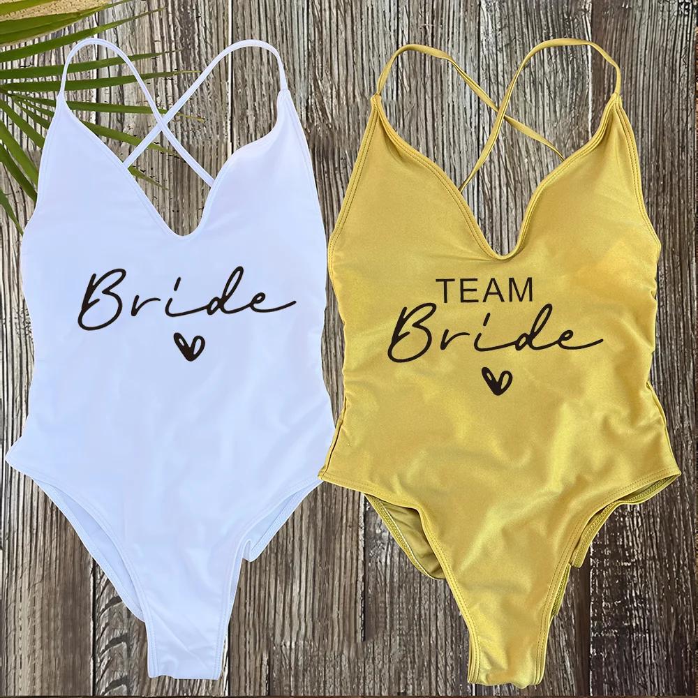 Sexy rembourré une pièce maillot de bain femmes équipe mariée maillots de bain Bikini été maillot de