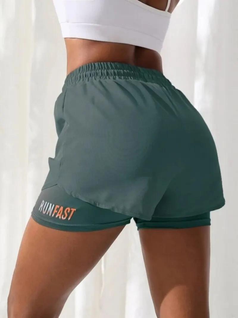 Short de Yoga taille haute pour femmes, avec contrôle de proximité élastique, short de course, faux 