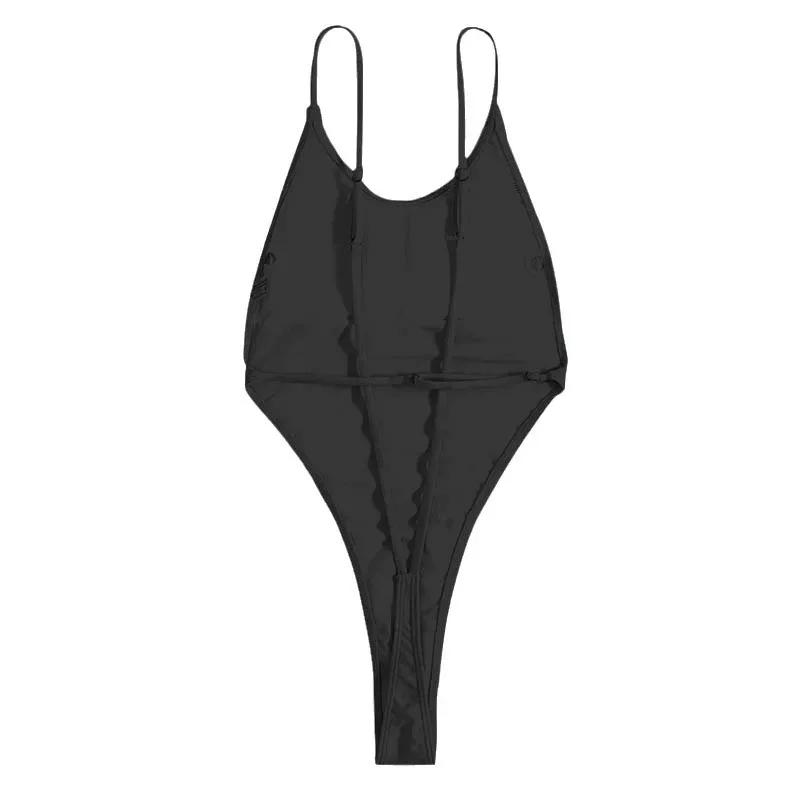 Maillot de bain une pièce sexy dos nu pour femmes - String découpé pour plage et piscine