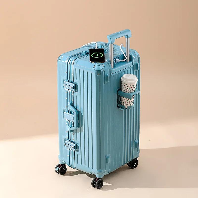 Ensemble de bagages durables de grande capacité pour hommes, valise avec chargeur USB, bagage à main