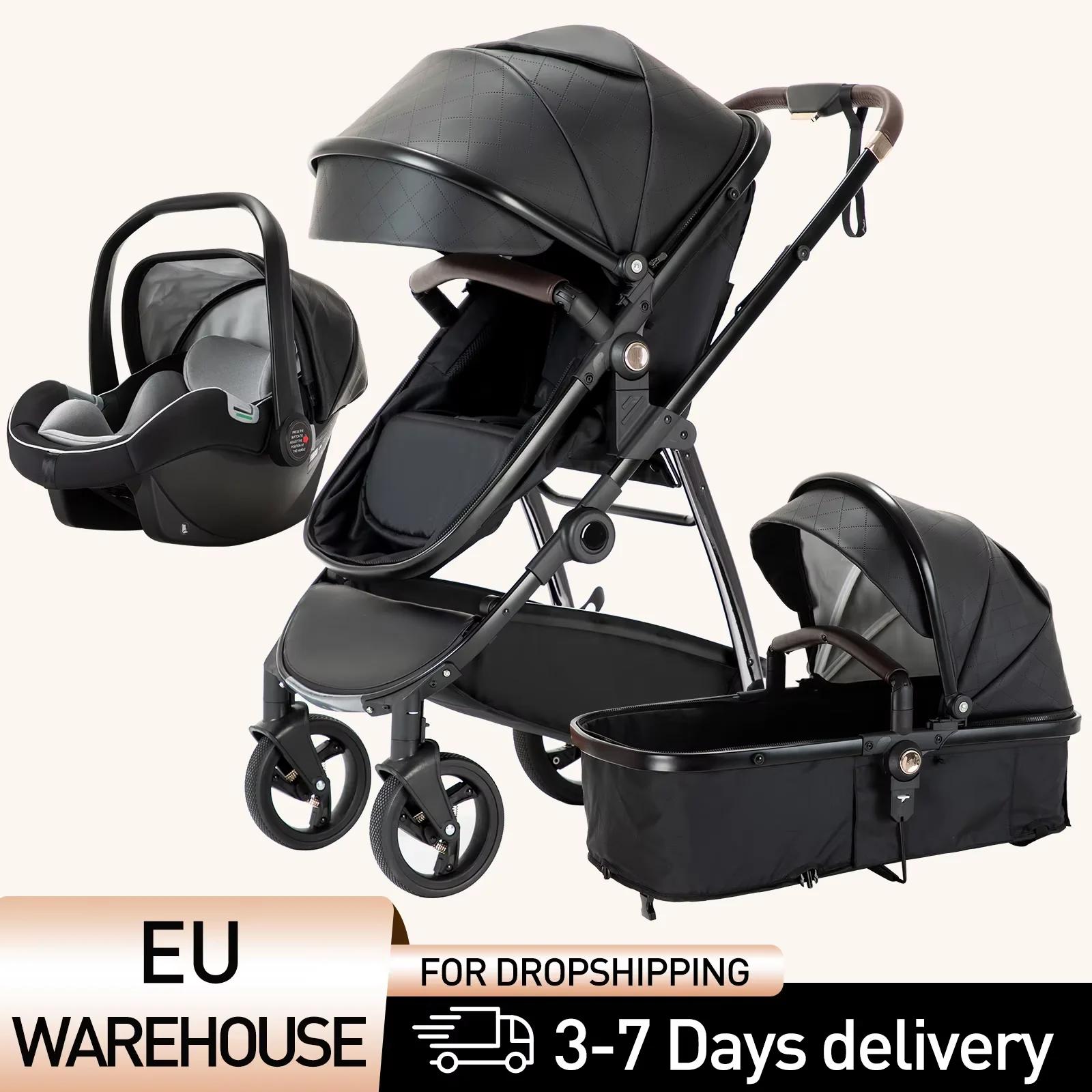 Poussette bébé 3 en 1 landau Portable luxueux voyage landau haute paysage nouveau-né bébé poussette 