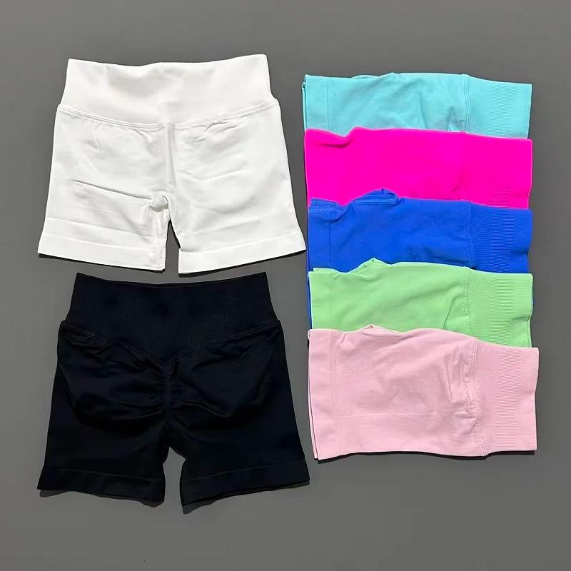 Short de sport pour femmes, short de motard, Fitness, taille haute et serrage de la taille, short de