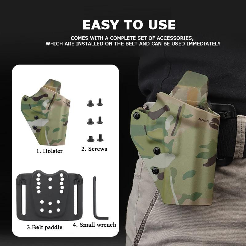 KYDEX – étui de chasse tactique pour pistolet GL17 19 19X 45, étui pour pistolet à ceinture, tractio