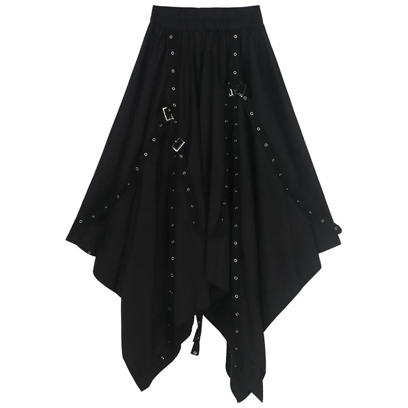 Jupe noire Harajuku pour femmes, Steampunk, gothique, Vintage, victorien, gitane, Hippie, fête Y2k,