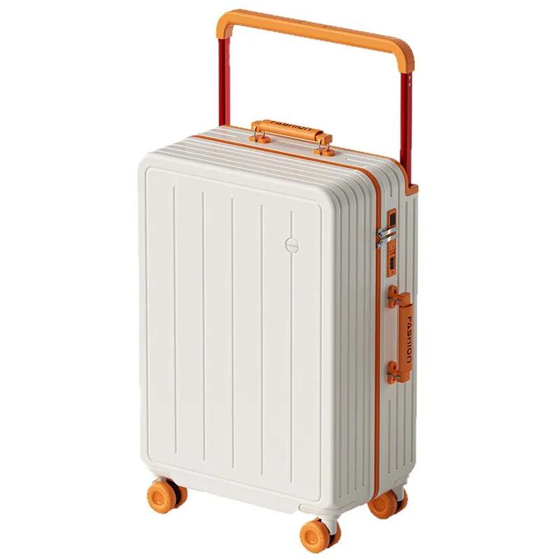 Nouvelle valise à poignée large, grande capacité, valise bicolore avec fermeture éclair et serrure à