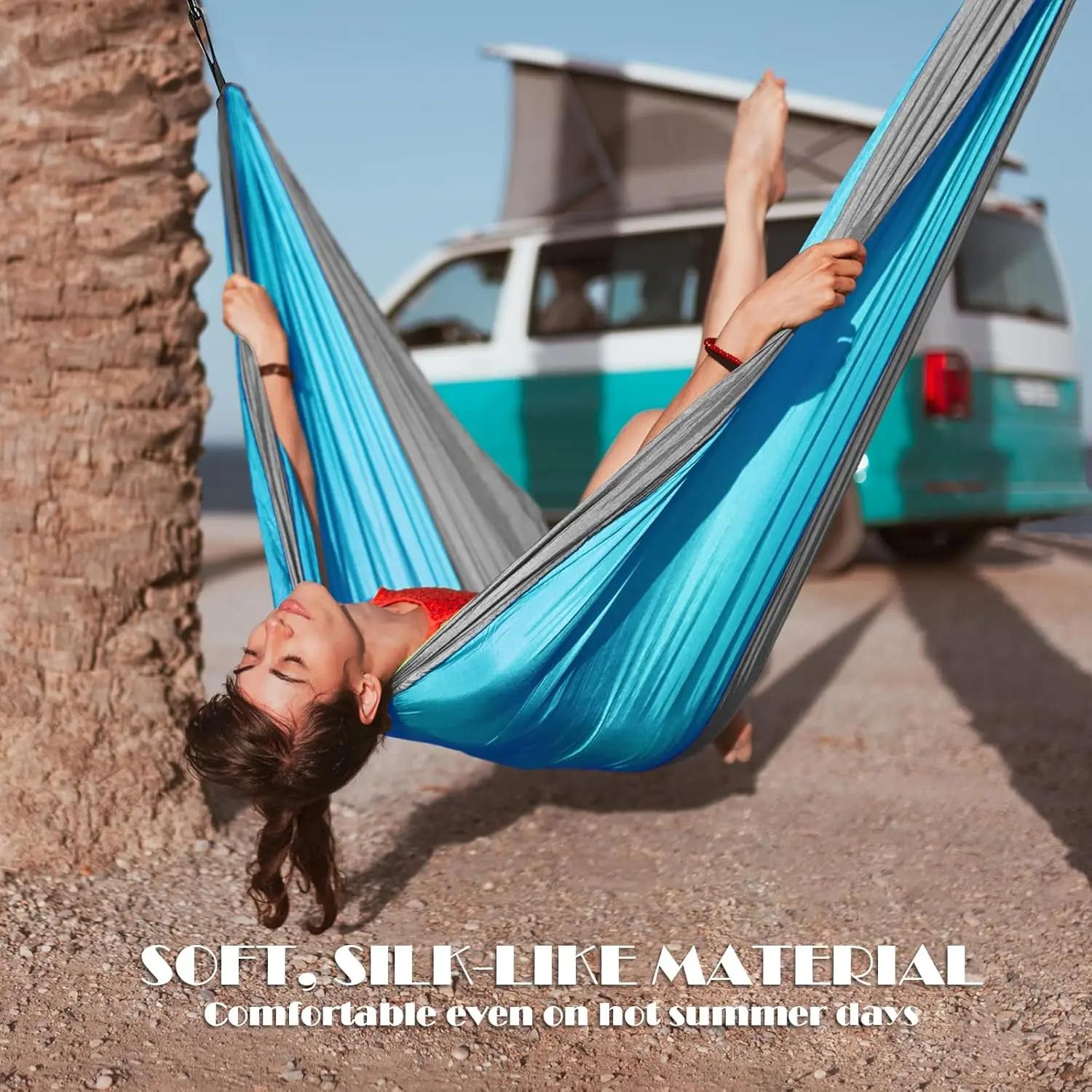 Hamac de Camping, accessoires de Camping, équipement pour l'extérieur et l'intérieur avec sangles d'