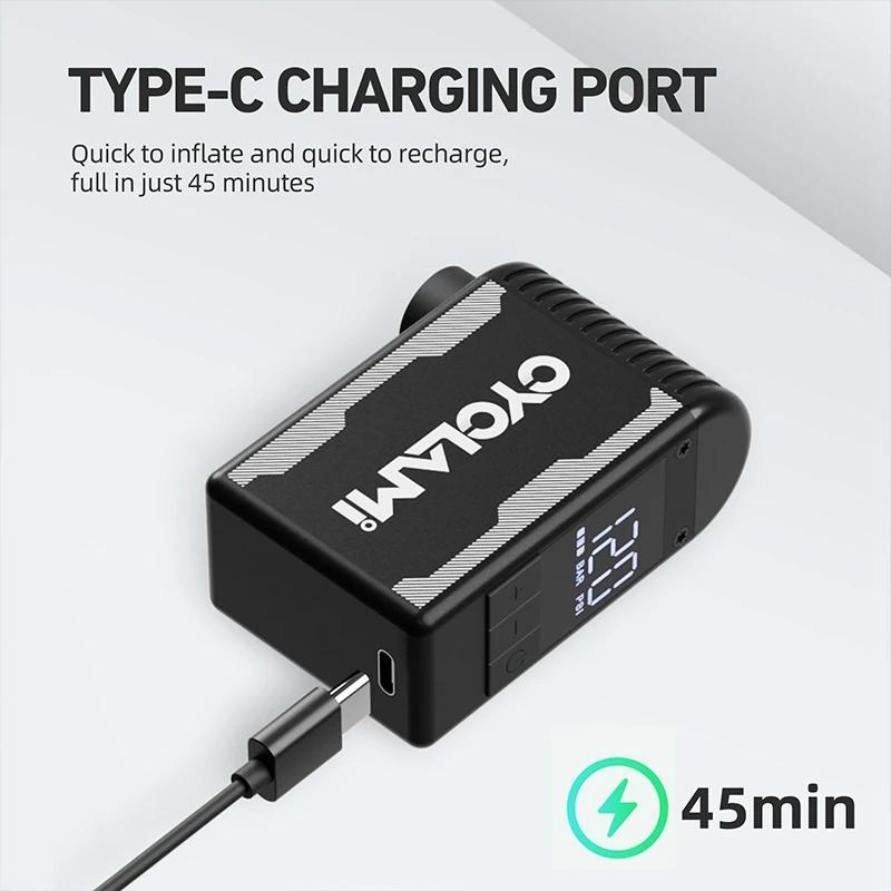 Pompe à vélo électrique portable en alliage CYCLAMI A2S 120 PSI 500 mAh, mini compresseur d'air rapi