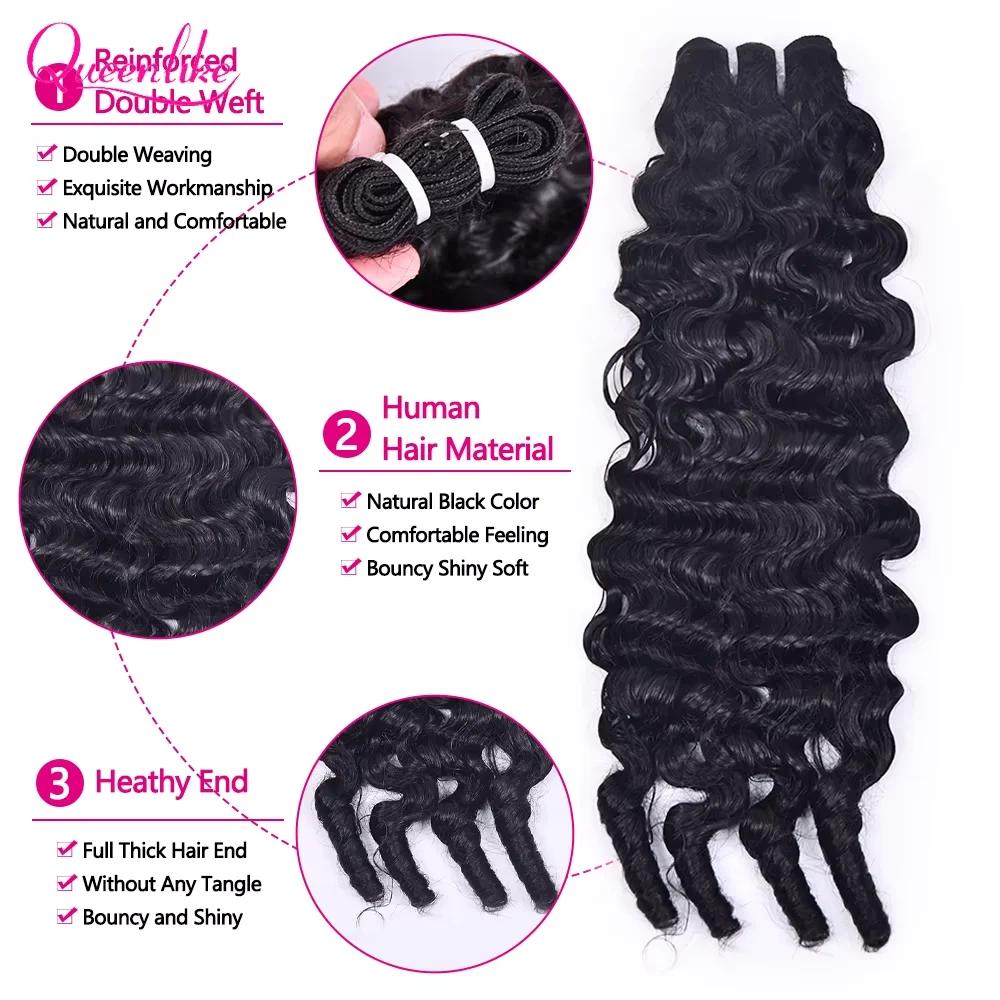 Queenlike birman bouclés cheveux humains crus paquets 15A Double dessiné 1/3/4 paquets Pixie bouclés