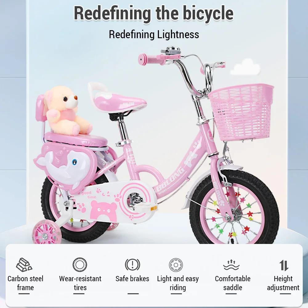 Vélo pour enfants de 12 à 20 pouces pour filles âgés de 3 à 13 ans, avec roues d'entraînement, panie