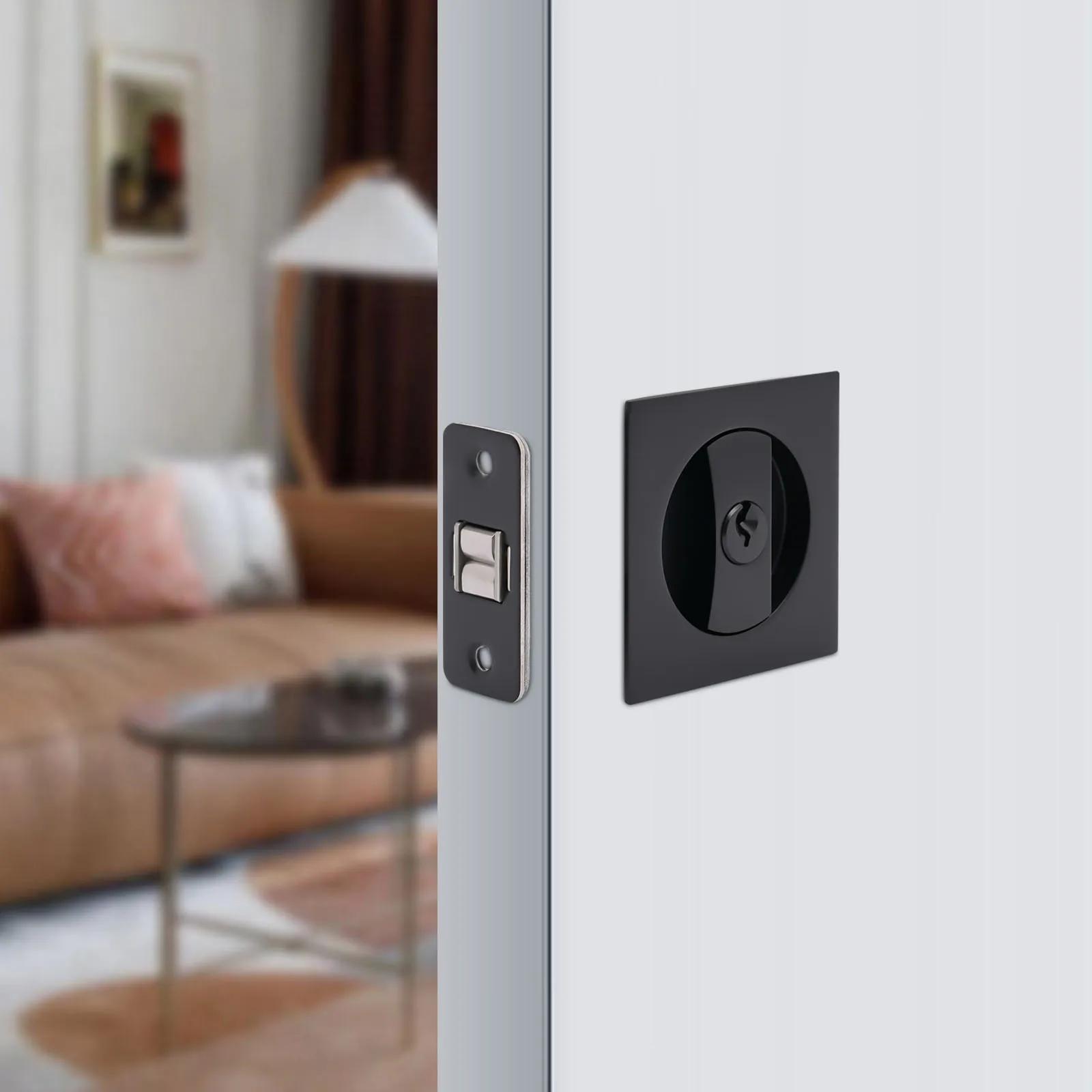 Serrure de porte coulissante carrée, serrure de sécurité de poche, loquet en alliage de Zinc et 3 * 