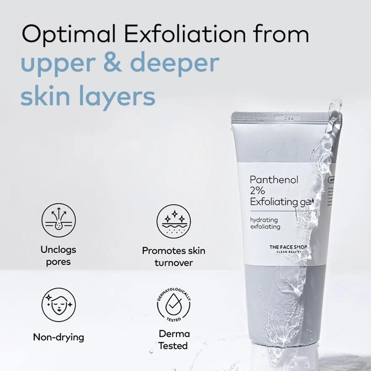 THE FACE SHOP ALLTIMATE PANTHENOL 2% GEL EXFOLIATANT 150 ml, rafraîchissant et Non collant, doux et