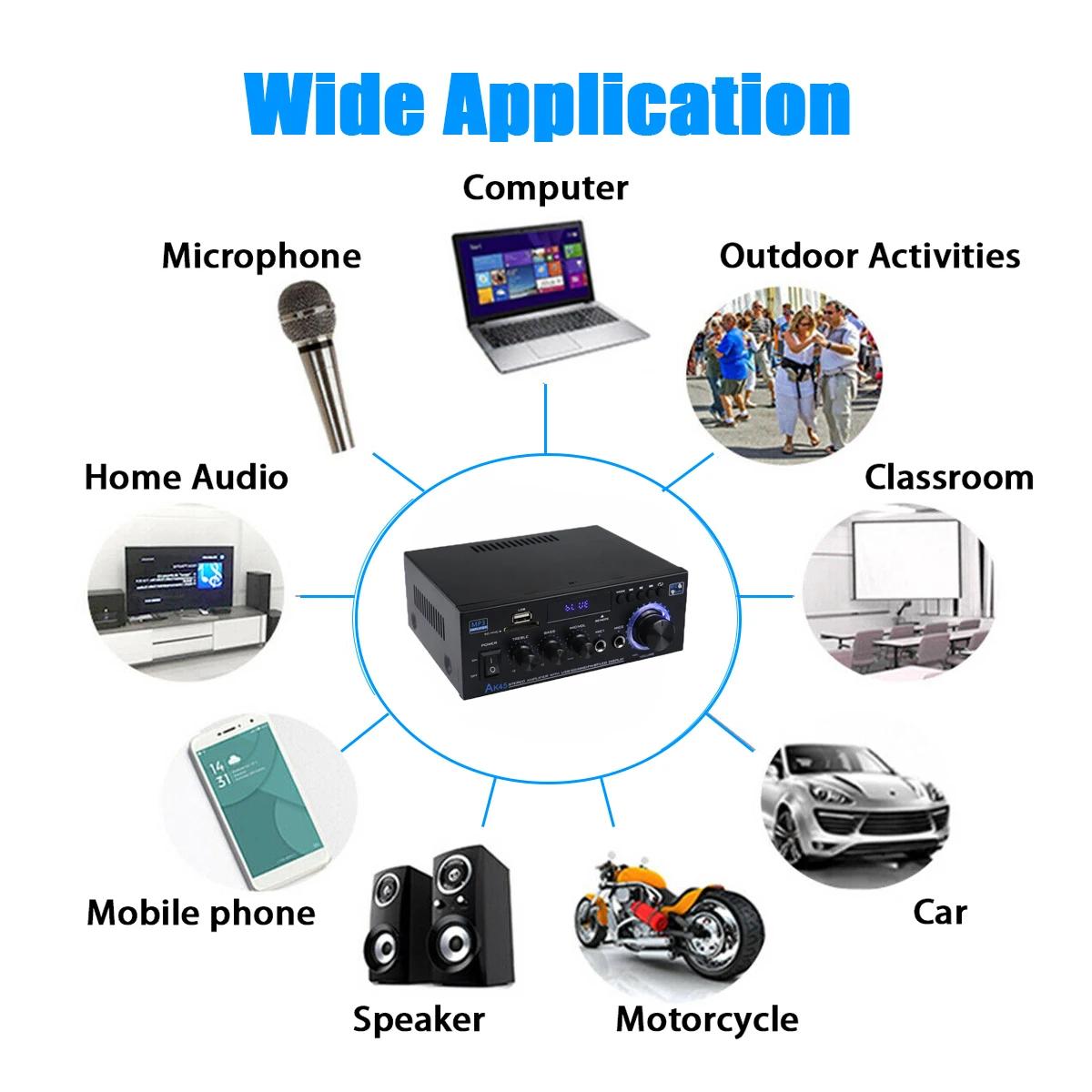 AK45/AK35 800W amplificateur de puissance domestique 2 canaux Bluetooth 5.0 Mini amplificateur de so