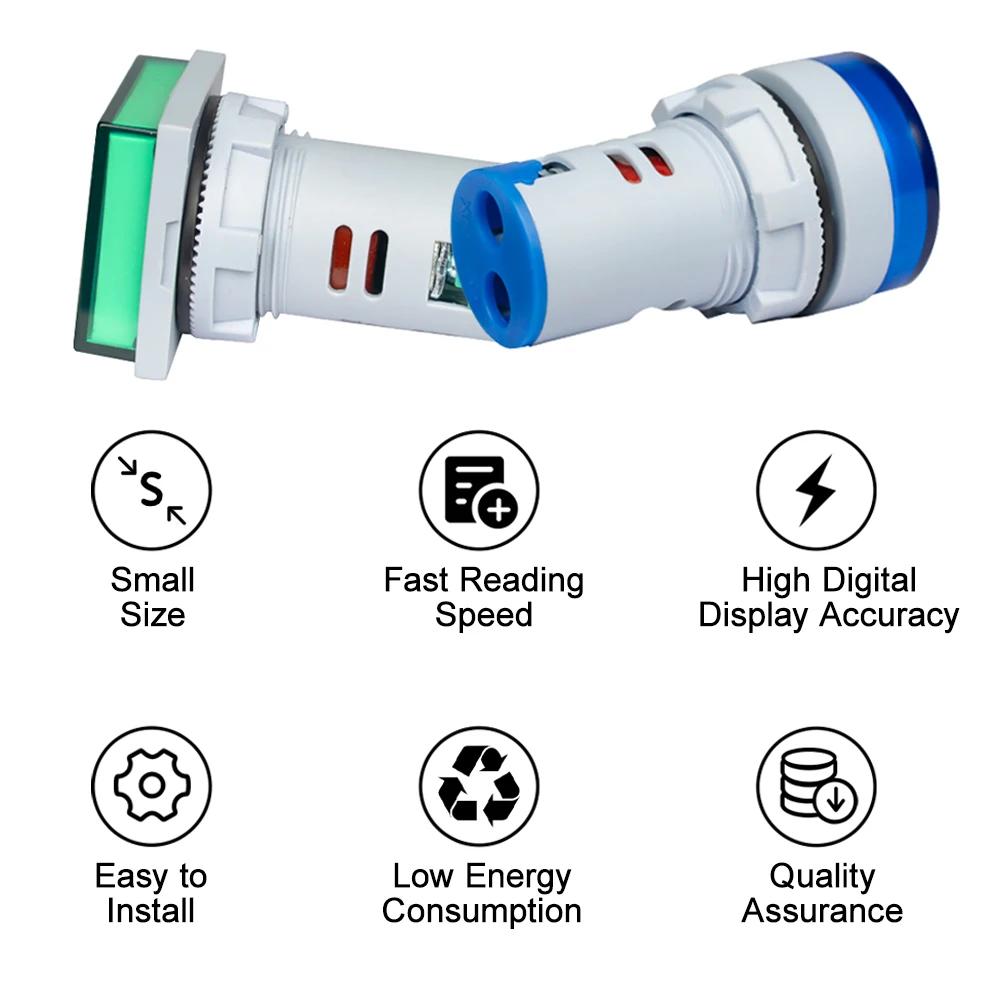 Voltmètre numérique LED 22MM AC 20-500V 0-100A, ammètre, feux de signalisation 220V, compteur de cou