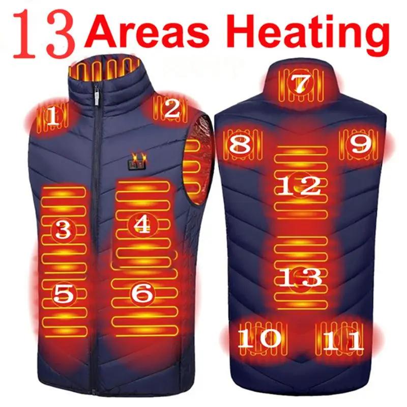 Hommes USB infrarouge 17 zones de chauffage gilet veste hommes hiver électrique chauffé gilet gilet 