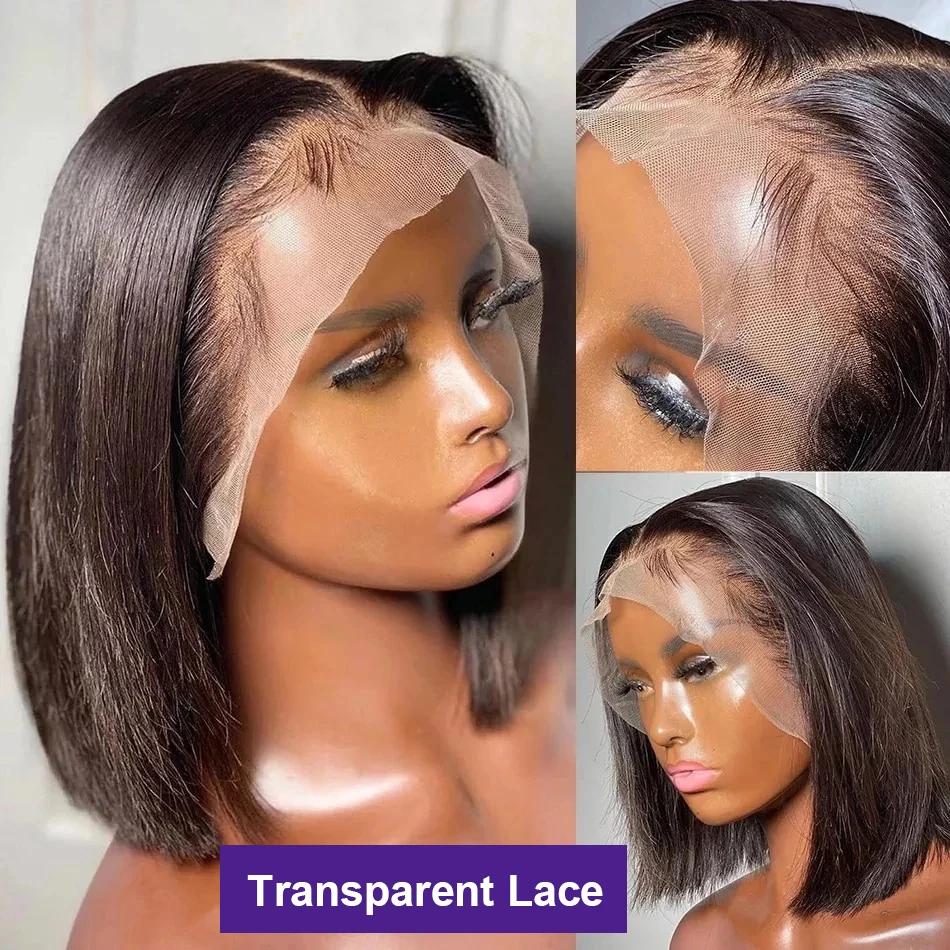WiggKnitting-Perruque Bob Lace Front Wig Naturelle Lisse, Cheveux Courts, 4x4, 13 Tages, HD
