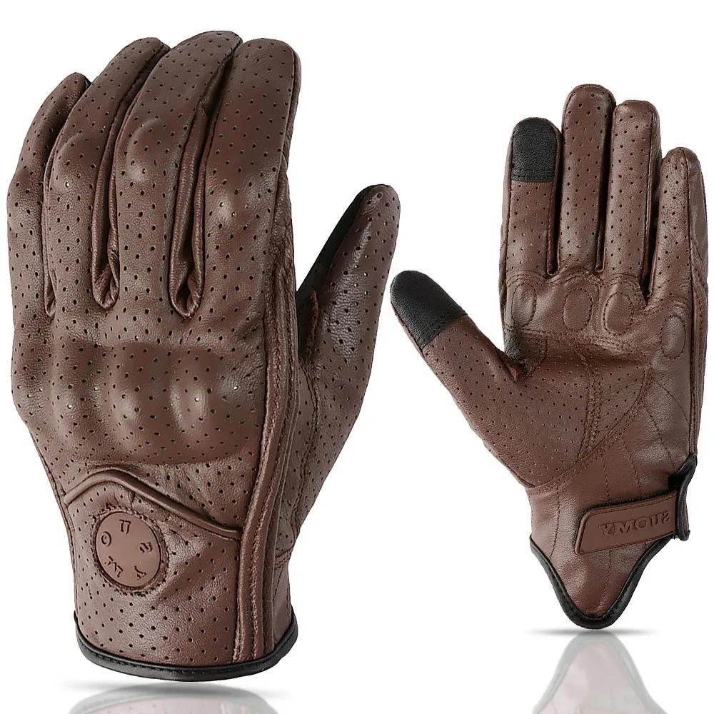 SUOMY rétro cuir Moto gants hommes femmes Vinage peau de chèvre Motocross gant doigt complet Moto Vi