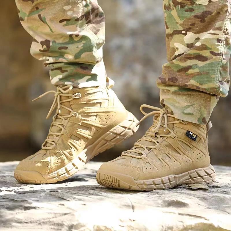 Bottes militaires homme DulOutdoor - Chaussures d'entraînement légères absorbant les chocs pour randonnée