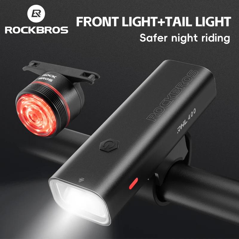 ROCKBROS – ensemble de feux de vélo vtt, étanche, 200LM/400LM, phare de vélo + feu arrière intellige