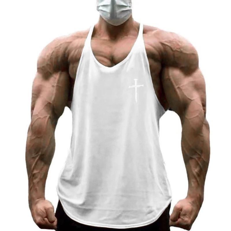 Gilets de Sport personnalisés pour hommes, imprimé croisé, musculation, course à pied, Fitness, chem