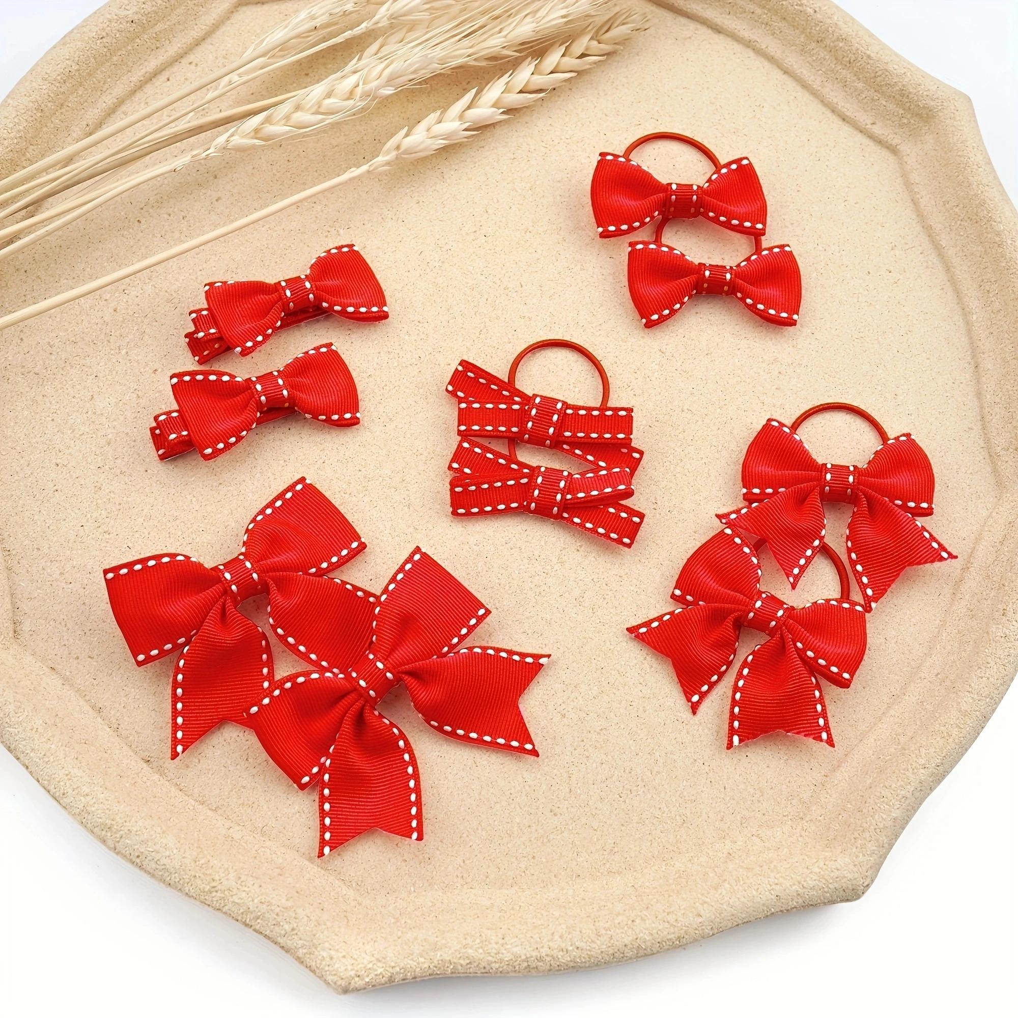 Lot de 10 pinces à cheveux, barrettes, nœuds et élastiques pour filles, accessoires pour l'école, ve