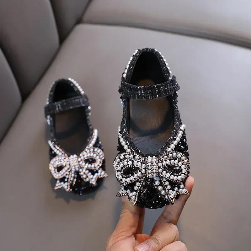 Sandales pour filles, mode, paillettes, strass, nœud, chaussures de princesse pour bébé fille, sanda