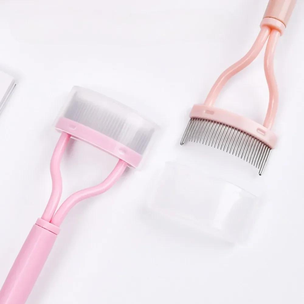 Séparateur de cils pliant 2 en 1, dents métalliques droites, recourbe-cils, brosse, peigne, Mascara,