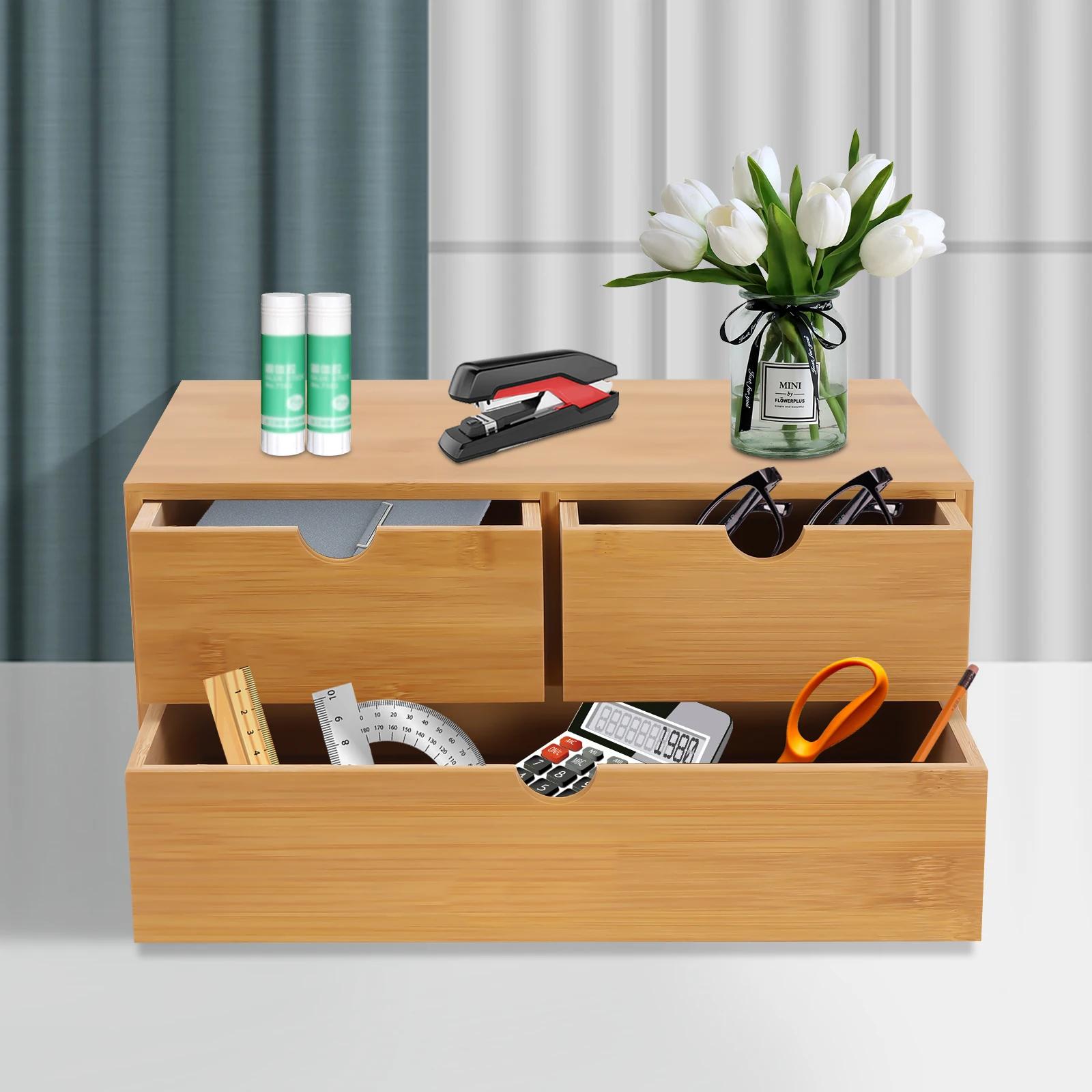 Evalu-brittop-Mini Bureau en Bambou, Boîte de Rangement MELStorage w/ 3 Brocommuniste de proximité