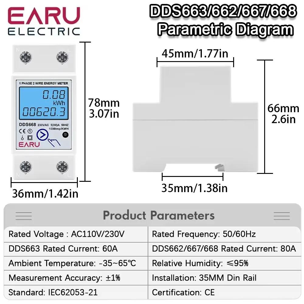 Compteur d'énergie numérique LCD monophasé, réinitialisation de la tension zéro kWh, compteur de con