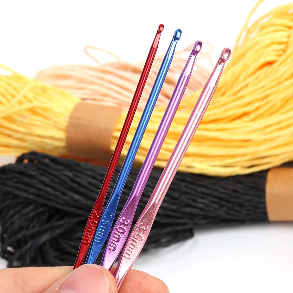 8 pièces poignée en métal Crochet aiguilles à tricoter en aluminium coloré tête unique Crochet fil à