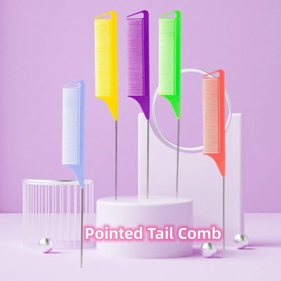 Peigne professionnel à queue pointue couleur bonbon, pour perruque, cloison, tresse, teinture pour c