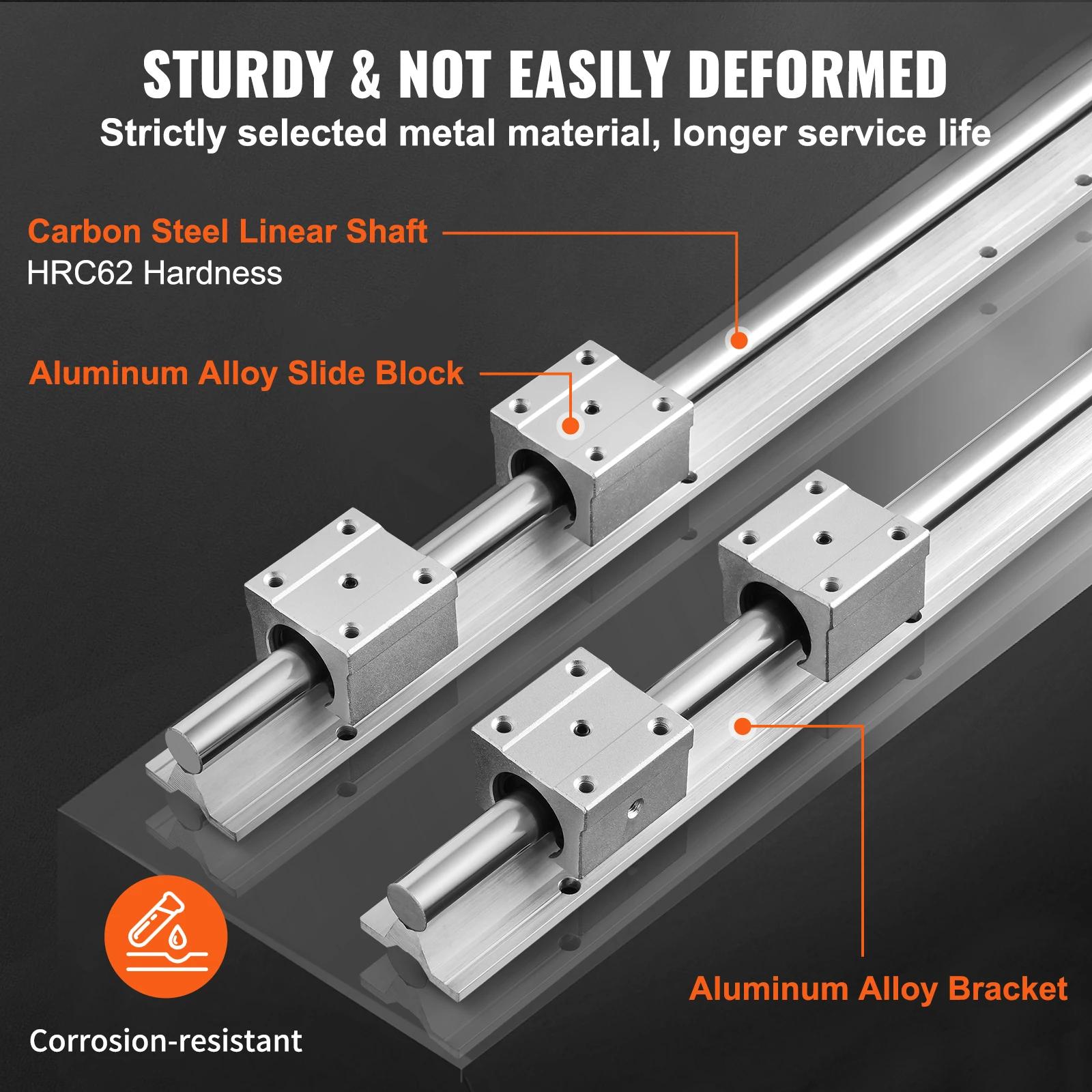 SucceBuy 2 pièces Rails de guidage linéaires SBR12 SBR16 SBR20 SBR25 800-2200mm et 4 pièces blocs de