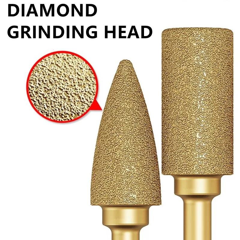 Tête de meulage en diamant brasé sous vide de 6mm, fraises, forets de gravure, alliage de pierre, Ja