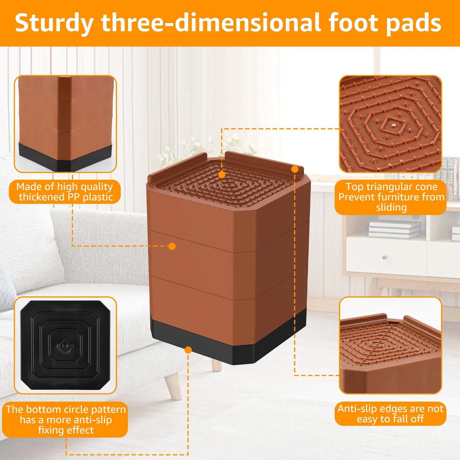 Rehausseurs de lit de 4 pouces, extensions de pieds de Table robustes à 3 couches, rehausseurs de me