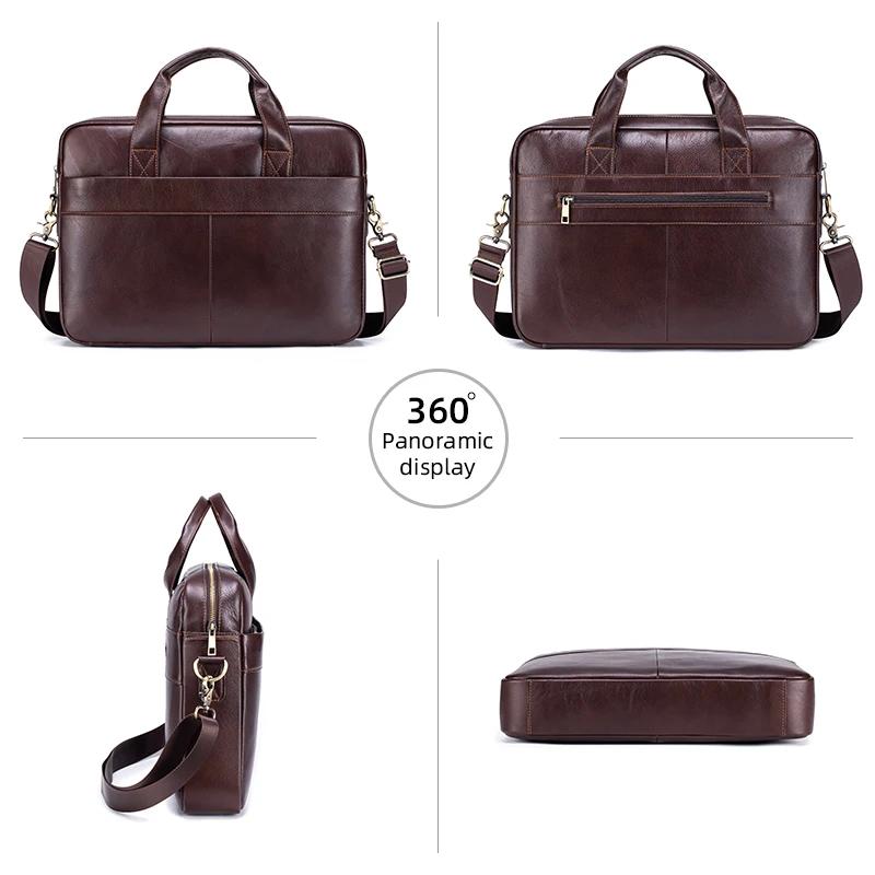 Porte-documents en cuir véritable pour hommes, sac d'affaires de luxe souple, compatible avec ordina