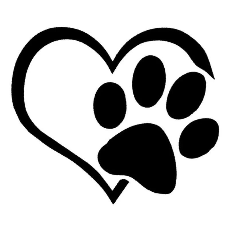 Autocollant très réfléchissant avec empreinte de patte de chien, cœur d'amour, pour pare-chocs de fe